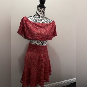 Red 2 Piece Skirt Set